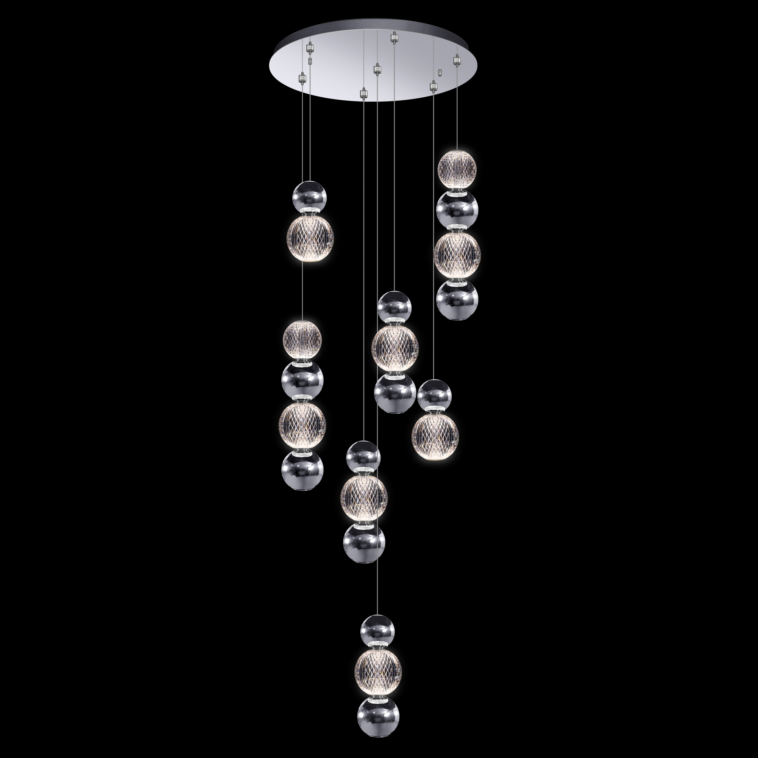 Luxury Round Chrome Crystal LED Pendant Light