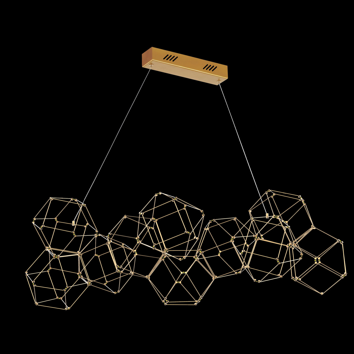 Luxury Set of 10 Prism Brass Pendant Lights