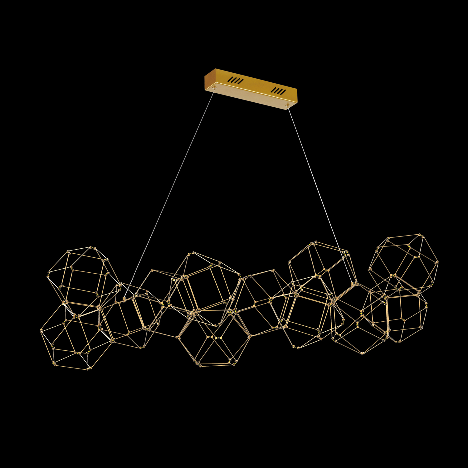Luxury Set of 12 Prism Brass Pendant Lights