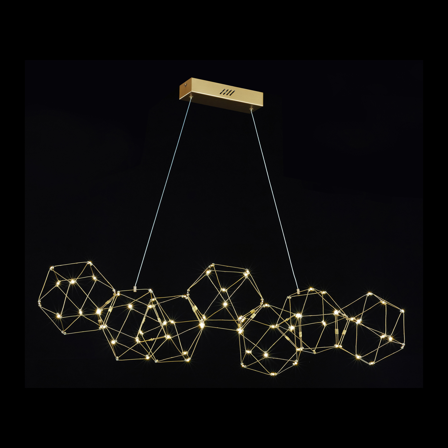 Luxury Set of 7 Prism Brass Pendant Lights