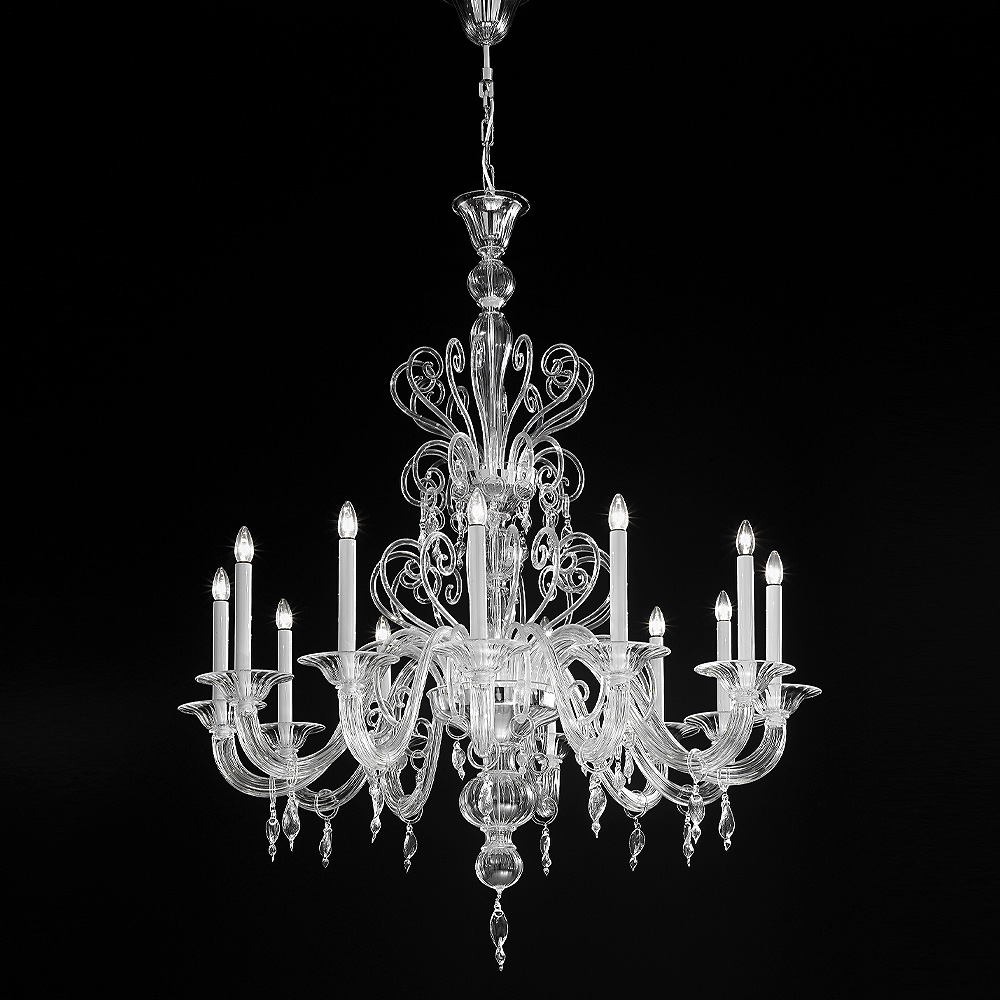 Ornate Traditional Clear Glass Chandelier