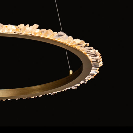Small Quartz Crystal Gold Round Chandelier The