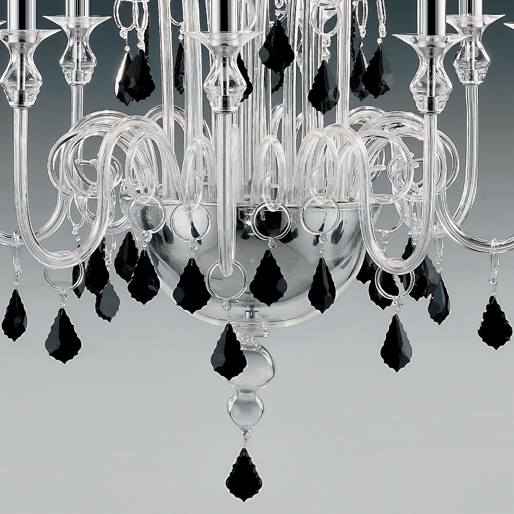 Traditional Chandelier With Black Crystal Drops - Juliettes Interiors