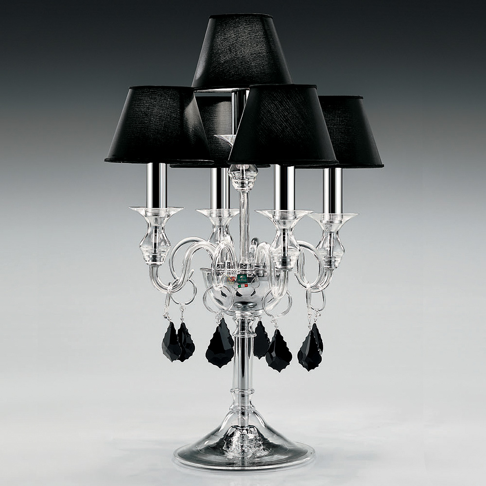 Traditional Table Lamp With Black Crystal Drops