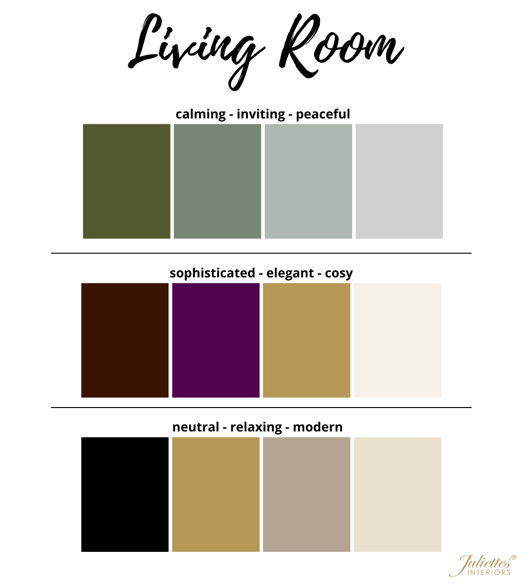 Living Room colour scheme palette of colours 