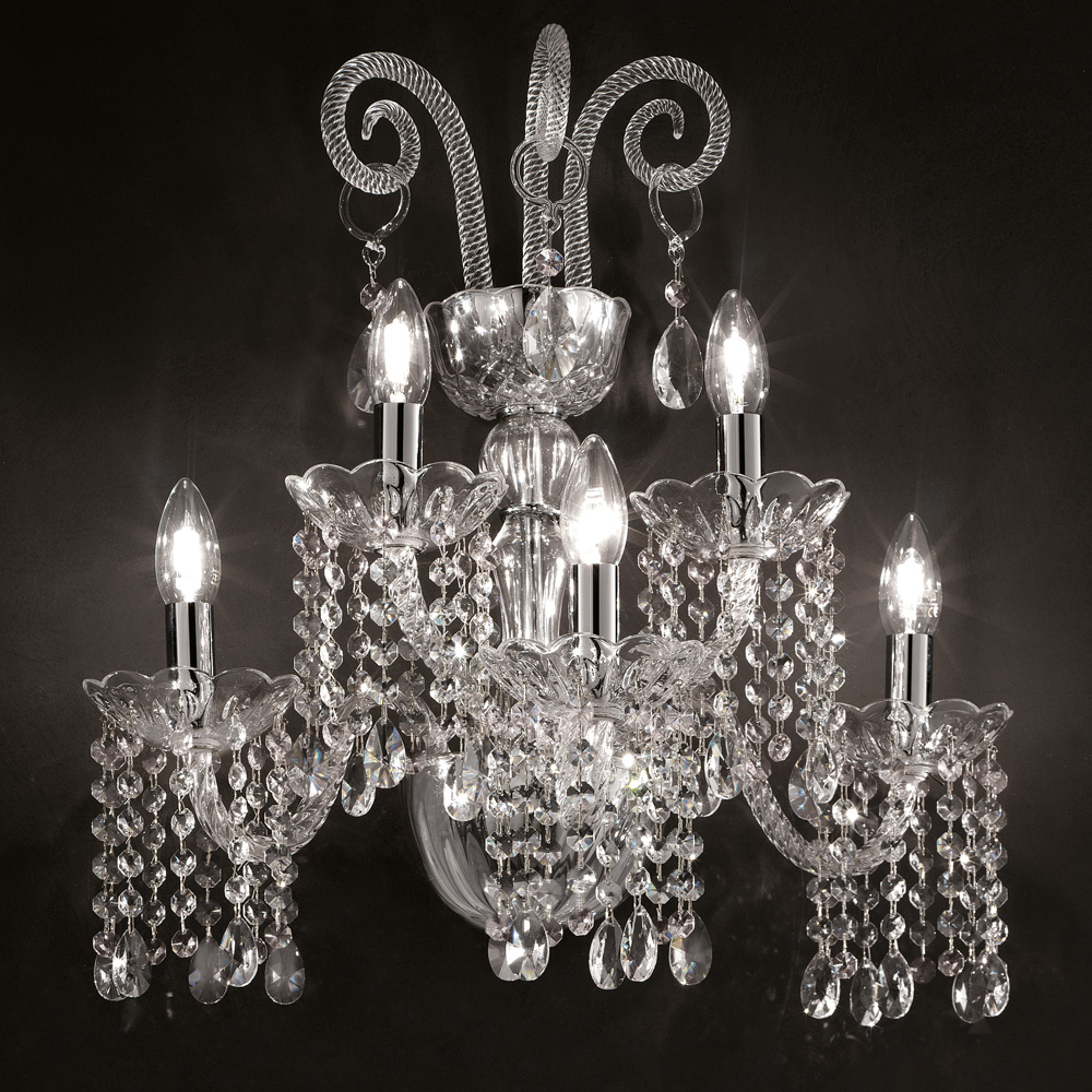 Classic Glass Wall Light With Crystal Drops