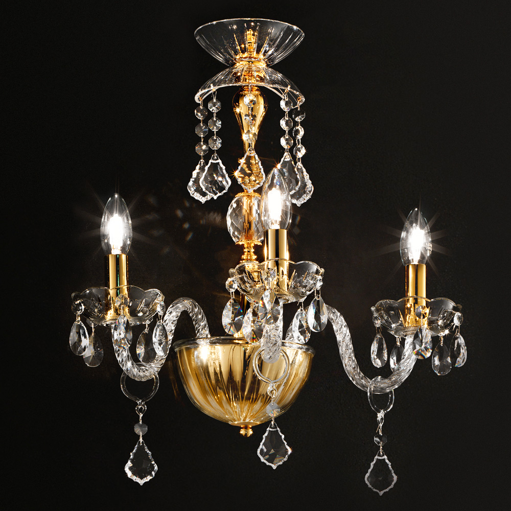 Classic Gold Wall Light With Crystal Drops