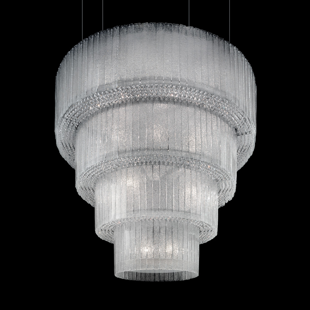 Large Modern Tiered Glass Chandelier