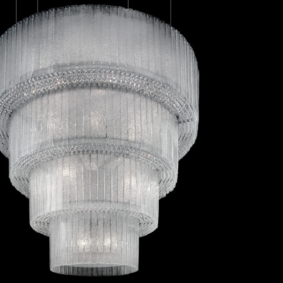 Large Modern Tiered Glass Chandelier - Juliettes Interiors