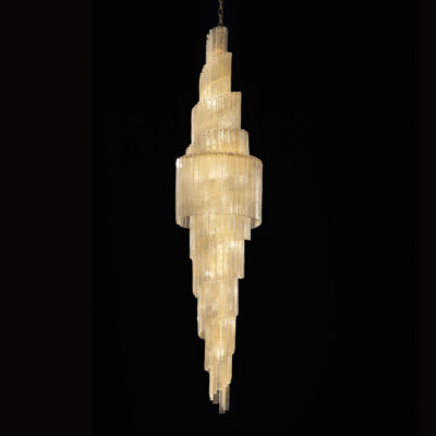 Stunning Large Tiered Amber Glass Chandelier for Your Home