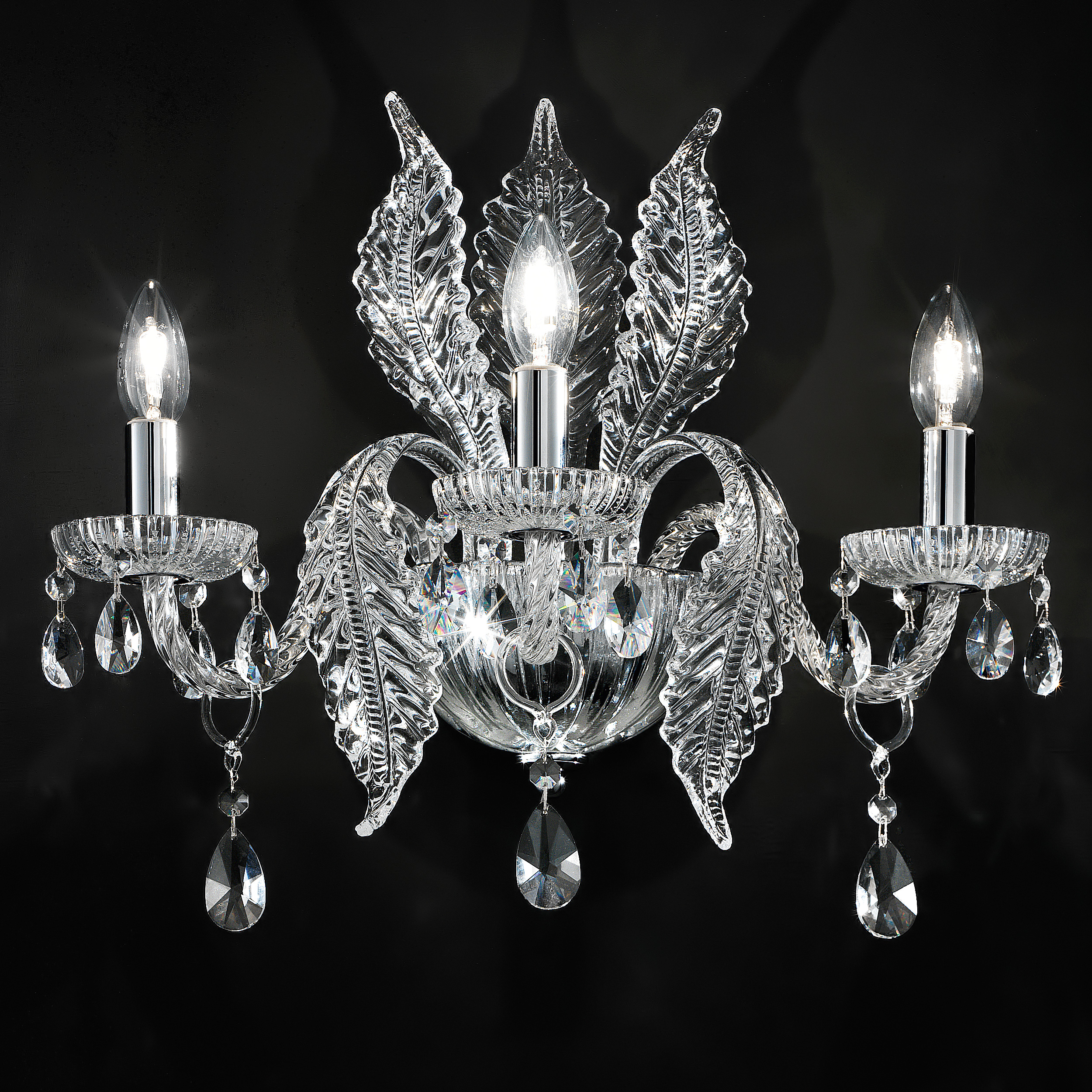 Luxury Acanthus Triple Glass Wall Light