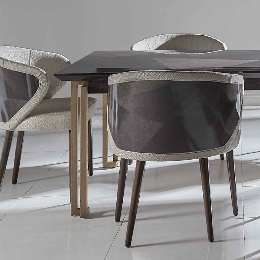 Luxury Veneer And Brass Extendable Dining Table