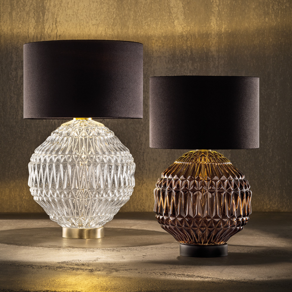 Round Murano Glass Table Lamp With Shade