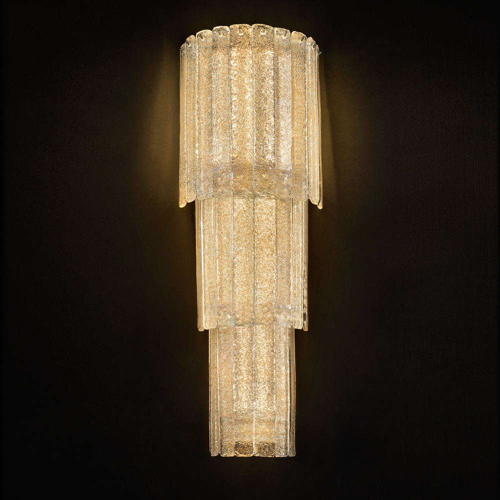 Large Tiered Amber Glass Wall Light