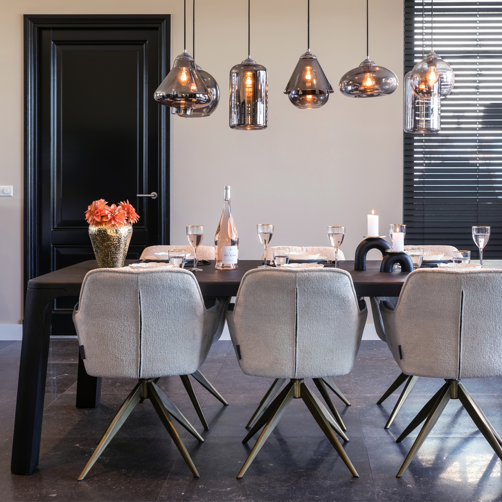 Contemporary Black Oak Veneer Dining Table