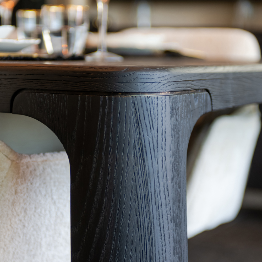 Contemporary Black Oak Veneer Dining Table
