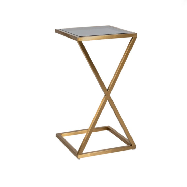 Contemporary Brushed Gold Over Sofa Table