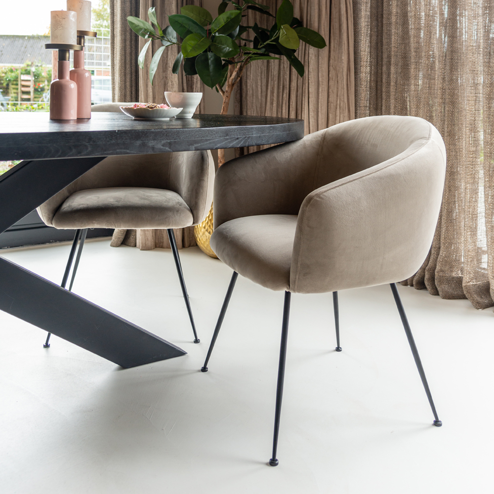 Contemporary Khaki Velvet Dining Chair