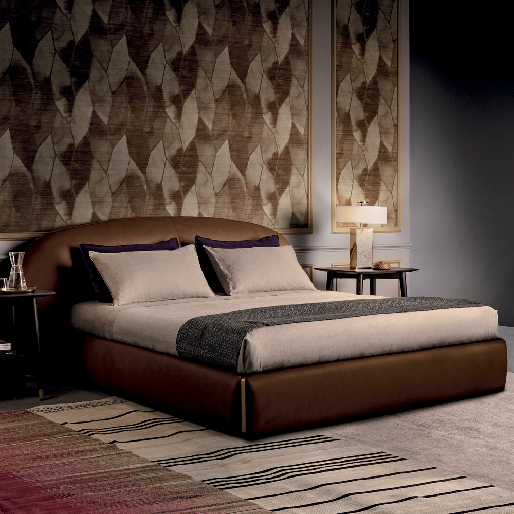 Contemporary Leather Upholstered Curved Bed