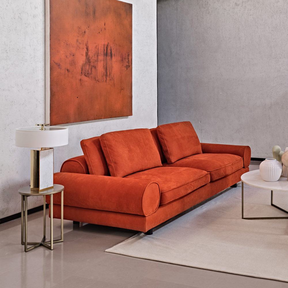 Contemporary Retro Inspired Leather Sofa