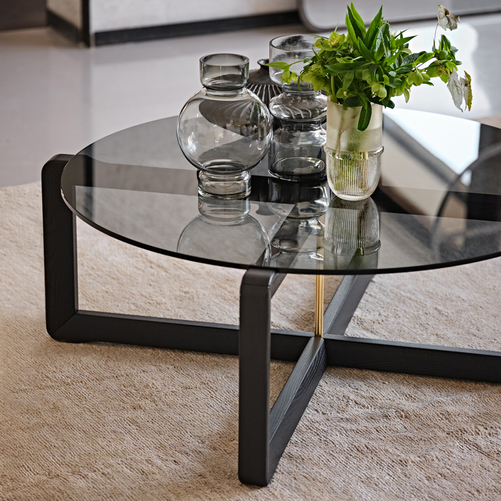 Contemporary Low Round Glass Coffee Table