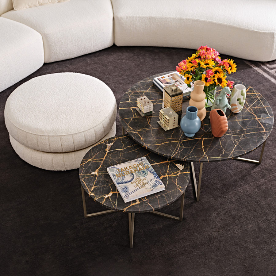 Contemporary Round Marble Coffee Table Set - Juliettes Interiors