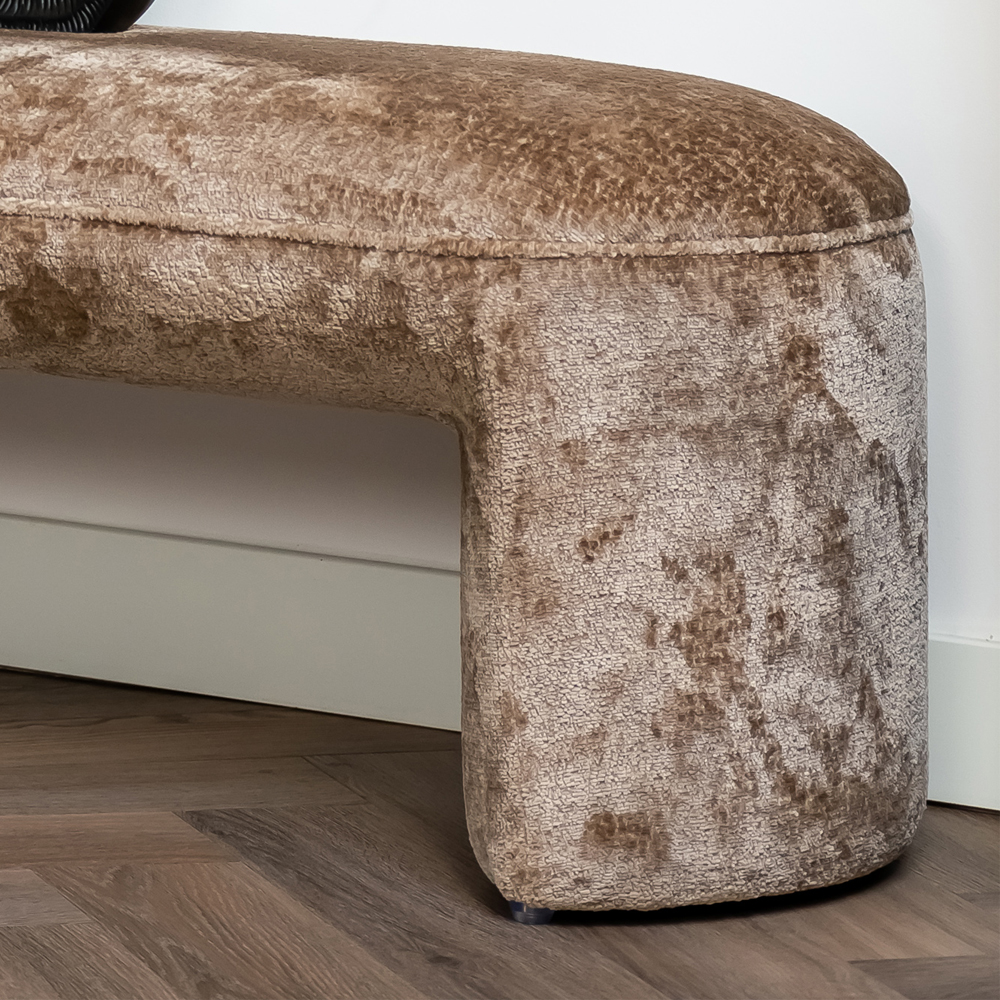 Contemporary Taupe Chenille Fabric Bench