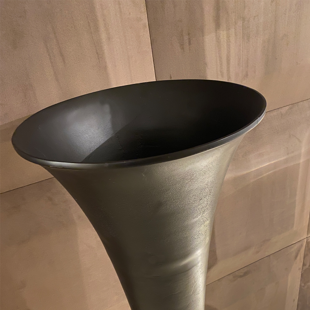 Large Conical Black Metal Vase