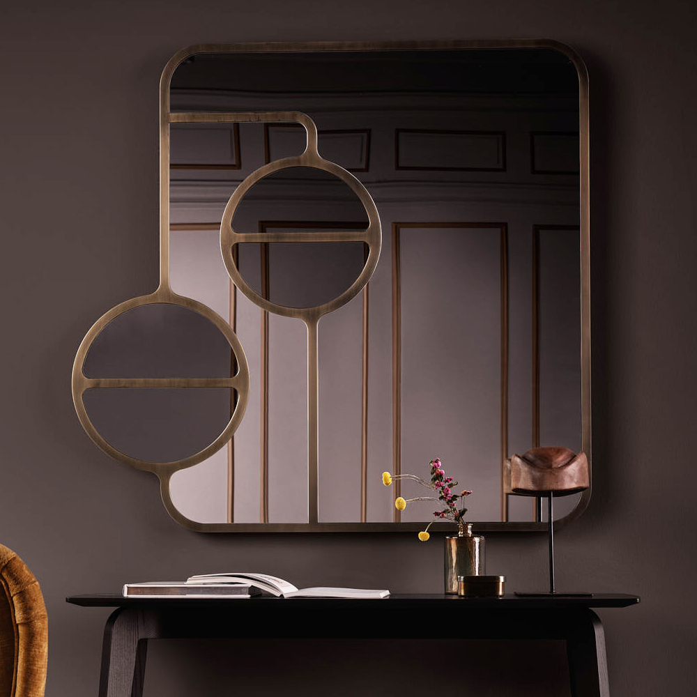 Modern Designer Curved Bronze Wall Mirror
