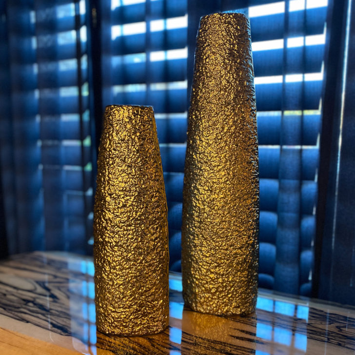 Set Of Two Gold Effect Vases