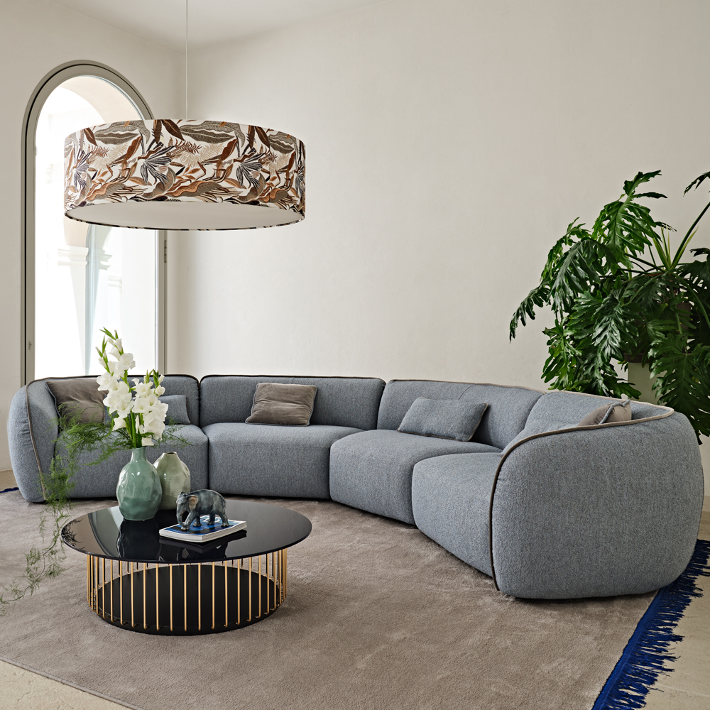 Contemporary Bouclè Modular Corner Sofa