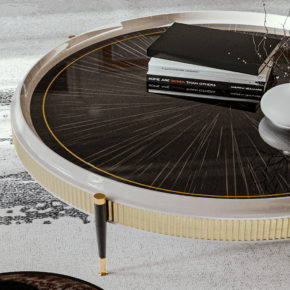 High End Veneered Low Round Coffee Table - Juliettes Interiors