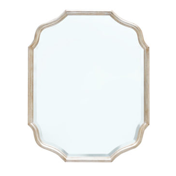Curved Italian Wall Mirror Introducing the Curved Italian Wall Mirror: An elegant, frameless Italian wall mirror with an octagonal shape. The mirror features a beveled edge and subtle detailing on the corners, giving it a refined, decorative appearance. Its clear and reflective surface adds sophistication to any room.