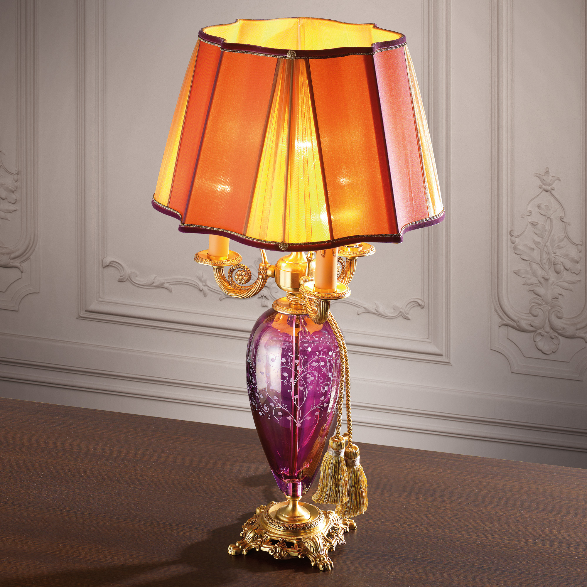 Large Candelabra Style Glass Table Lamp