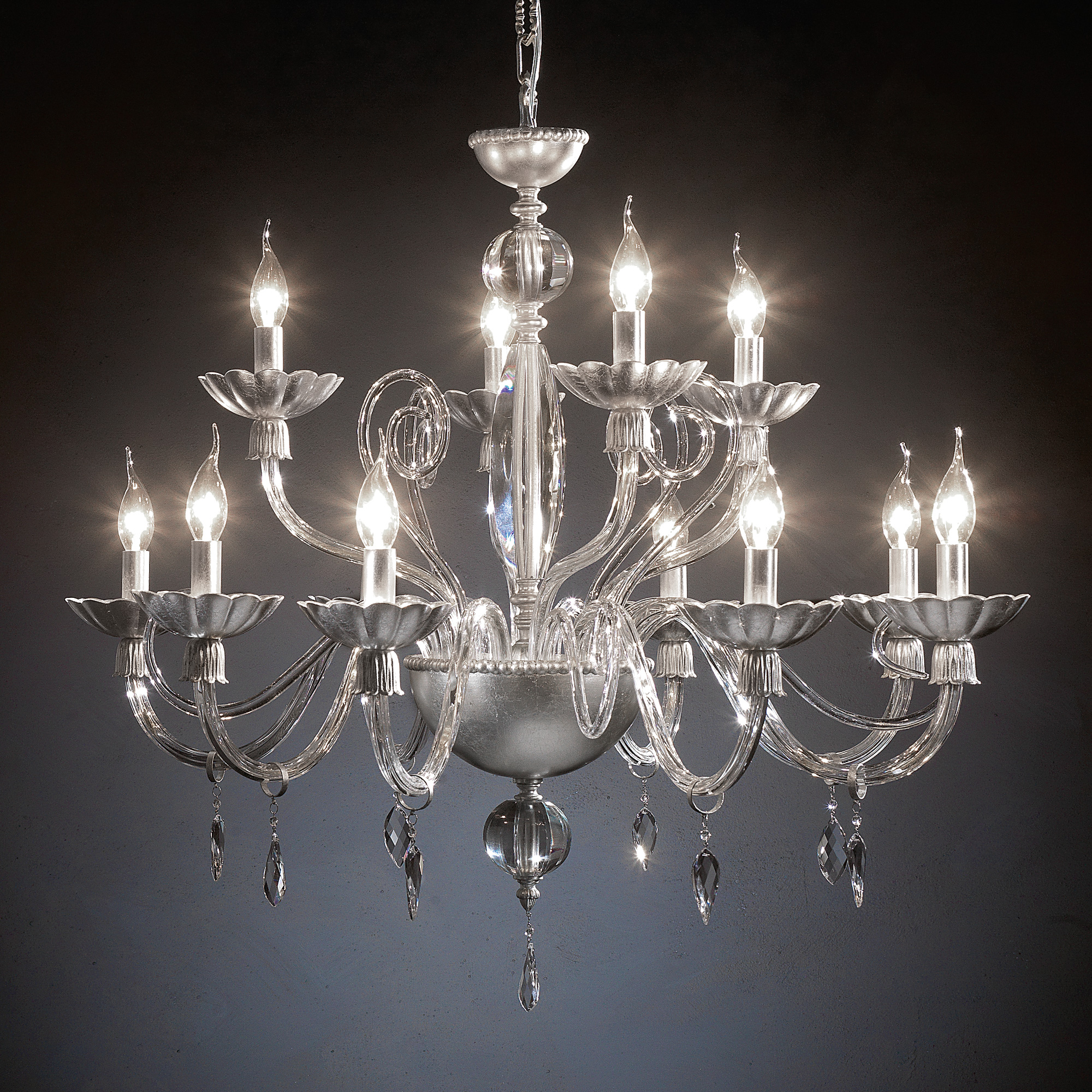 Candle Style Chandelier With Crystal Drops
