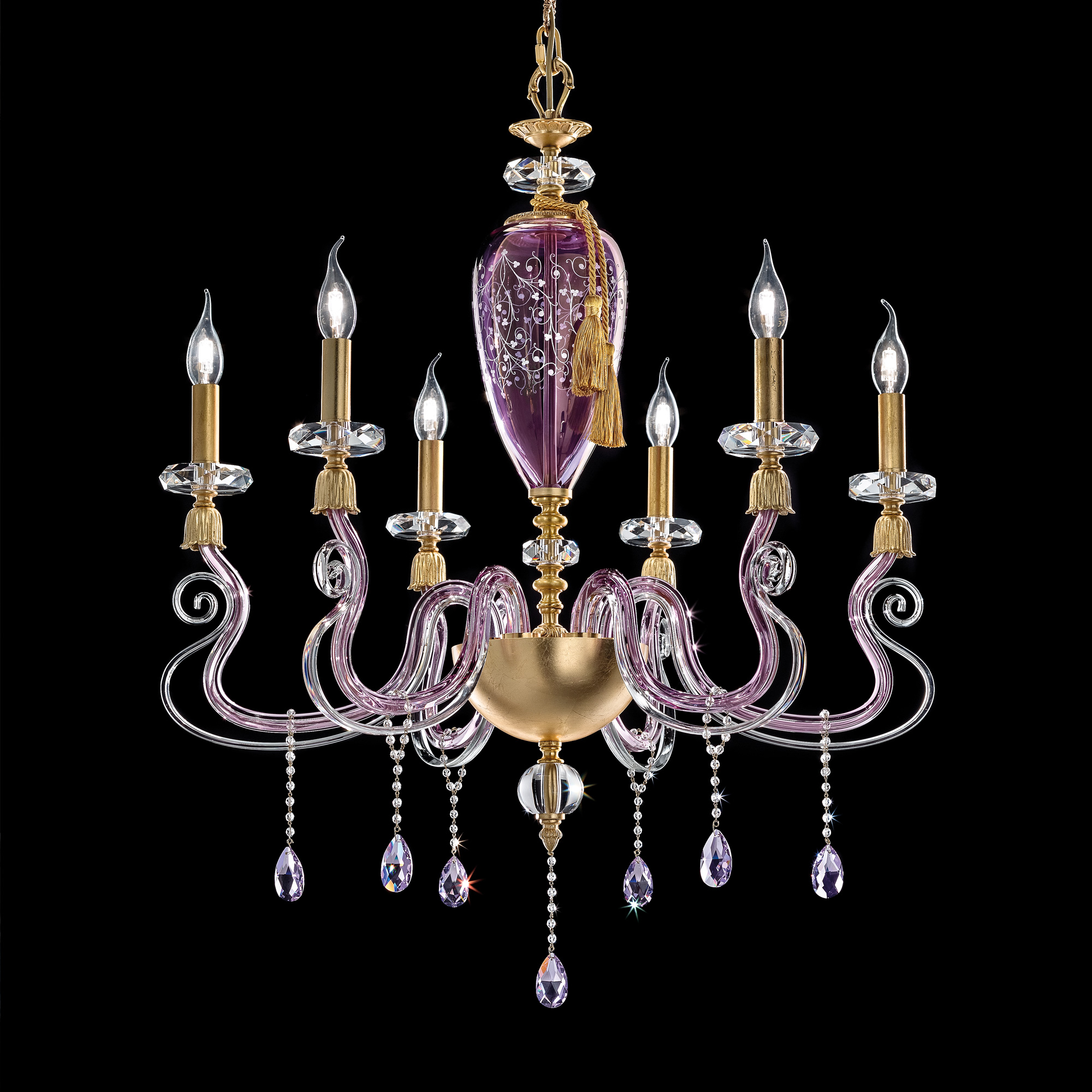 Contemporary Candle Style Glass Chandelier