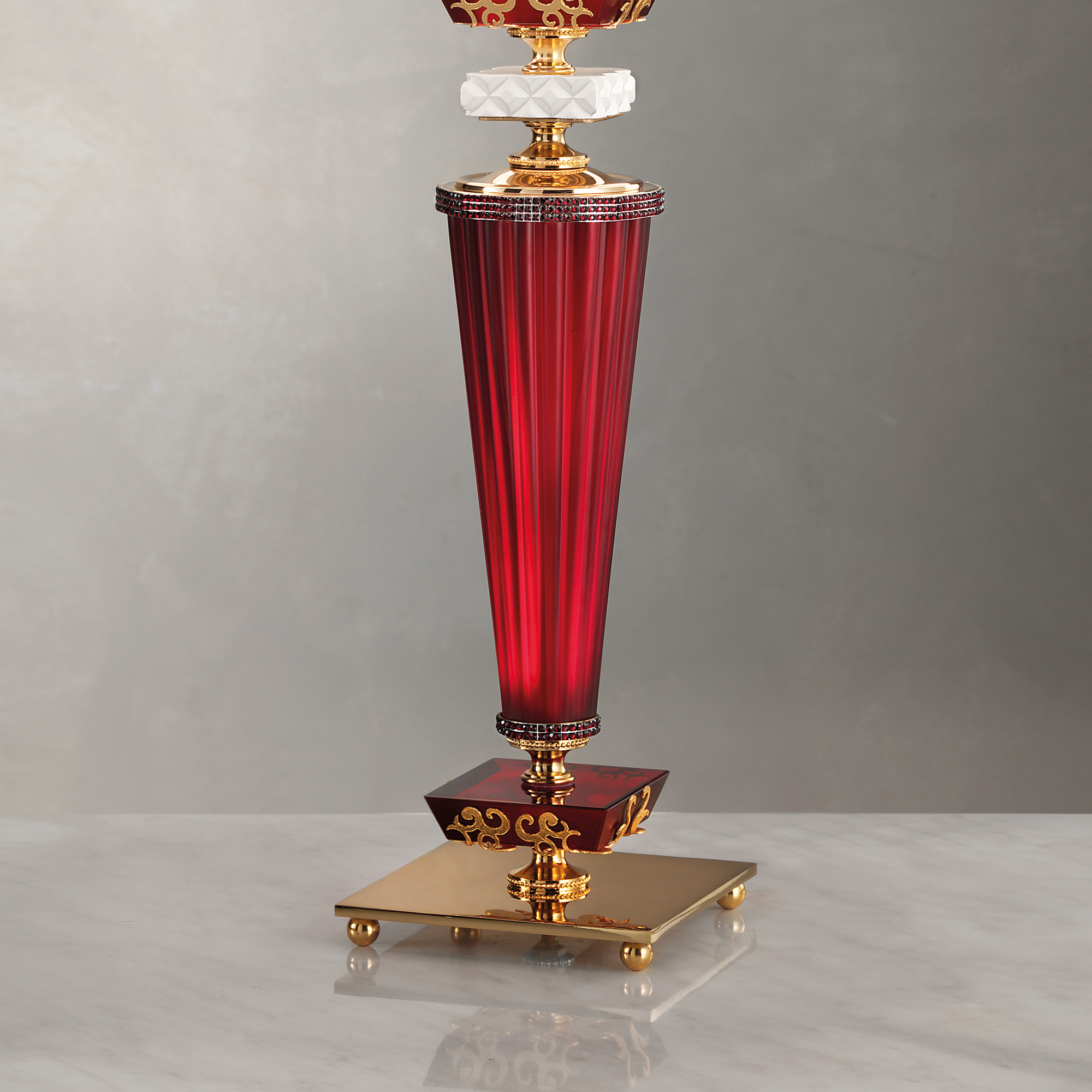 Elegant Ruby Glass Table Lamp - Juliettes Interiors