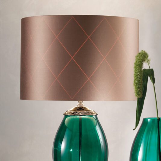 Green Glass Table Lamp And Vase With Rhinestones A product named