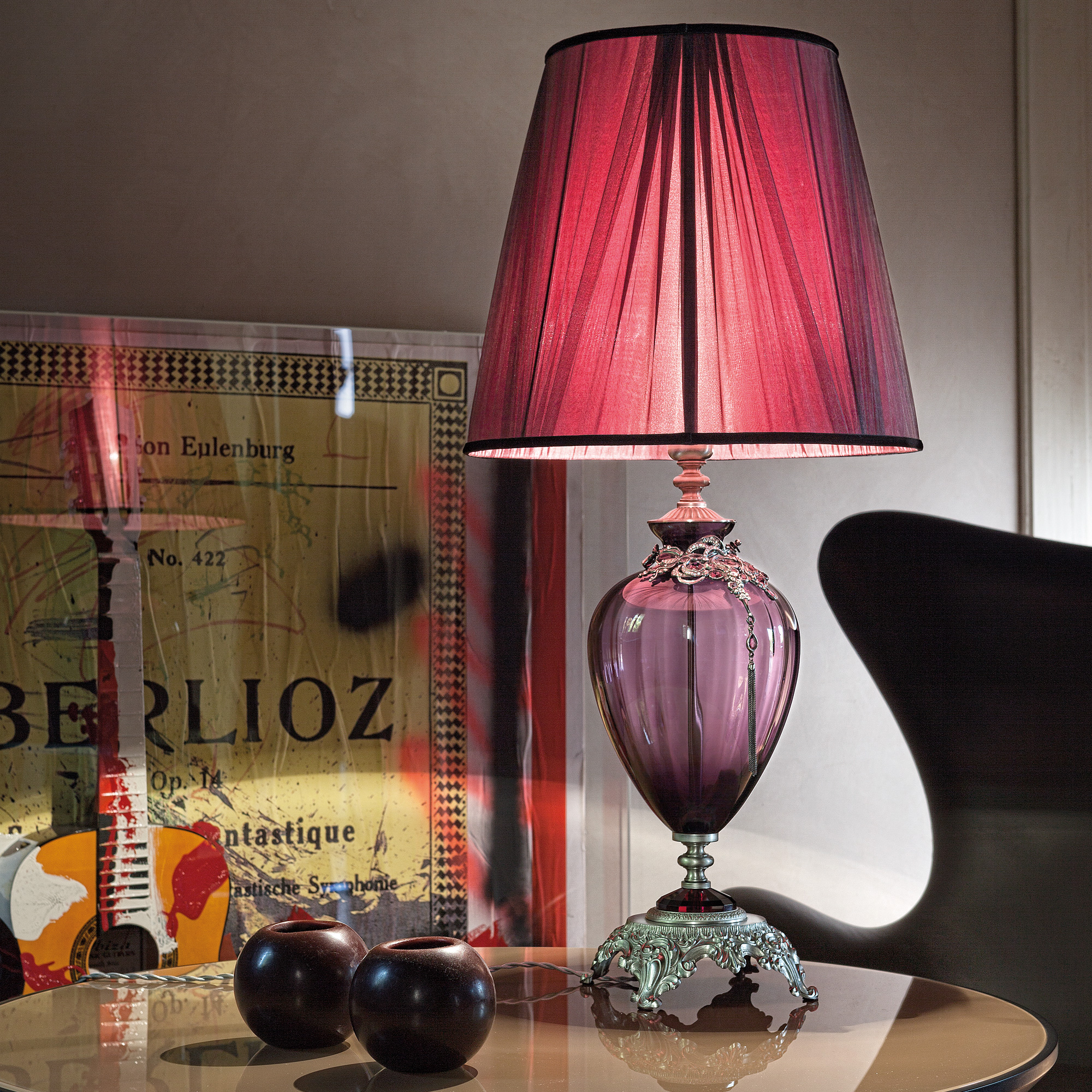 Large Ornate Jewelled Glass Table Lamp