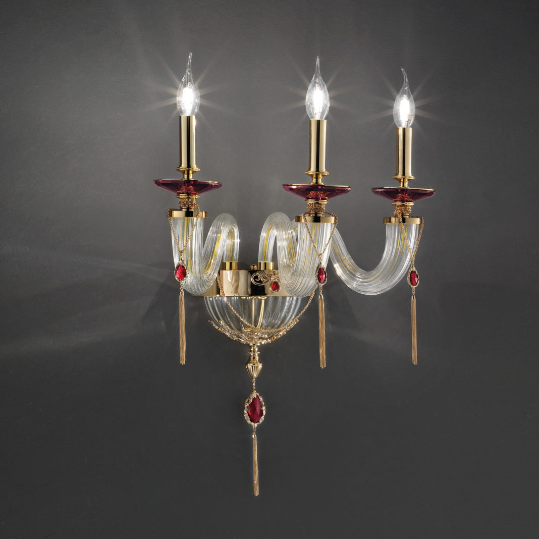 Triple Candle Style Wall Light With Swarovski® Crystals