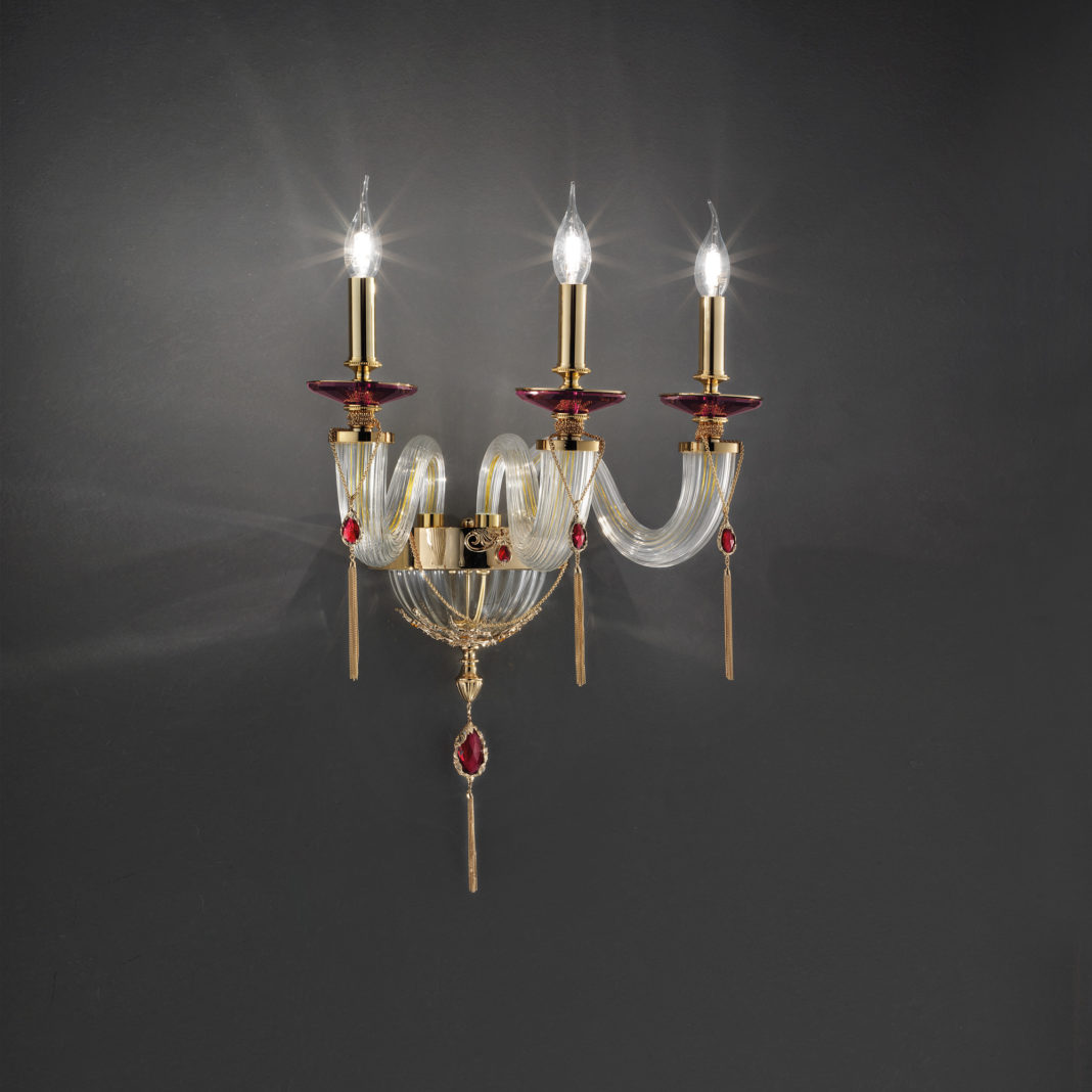 Triple Candle Style Wall Light With Swarovski® Crystals