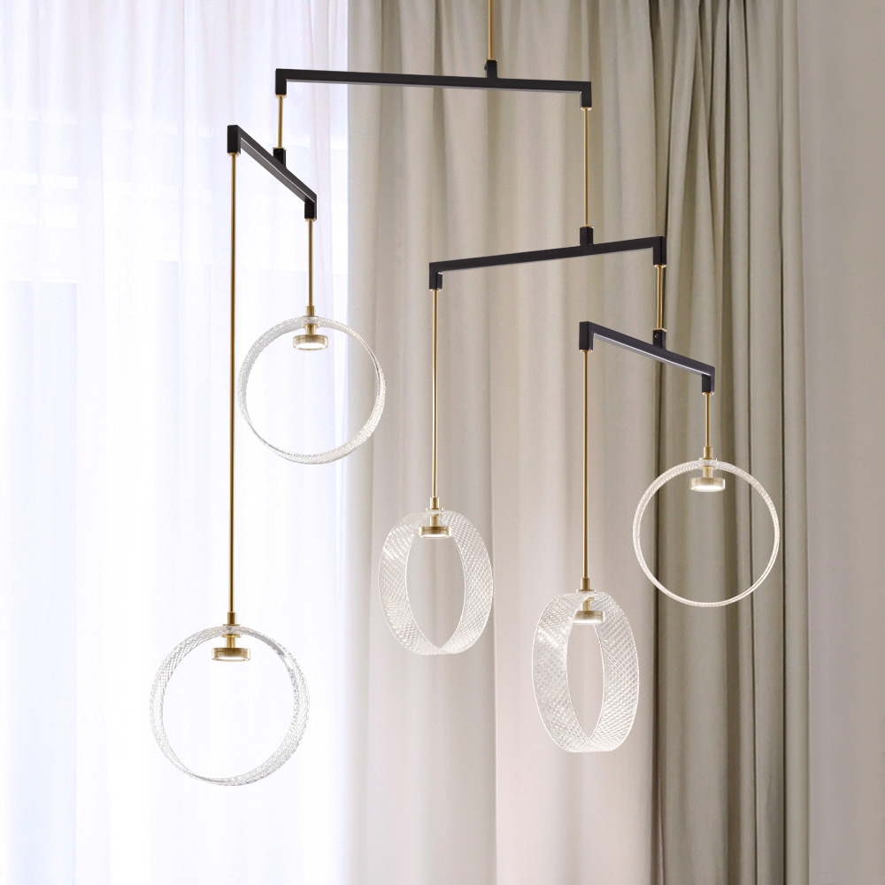Contemporary Glass Ring Chandelier