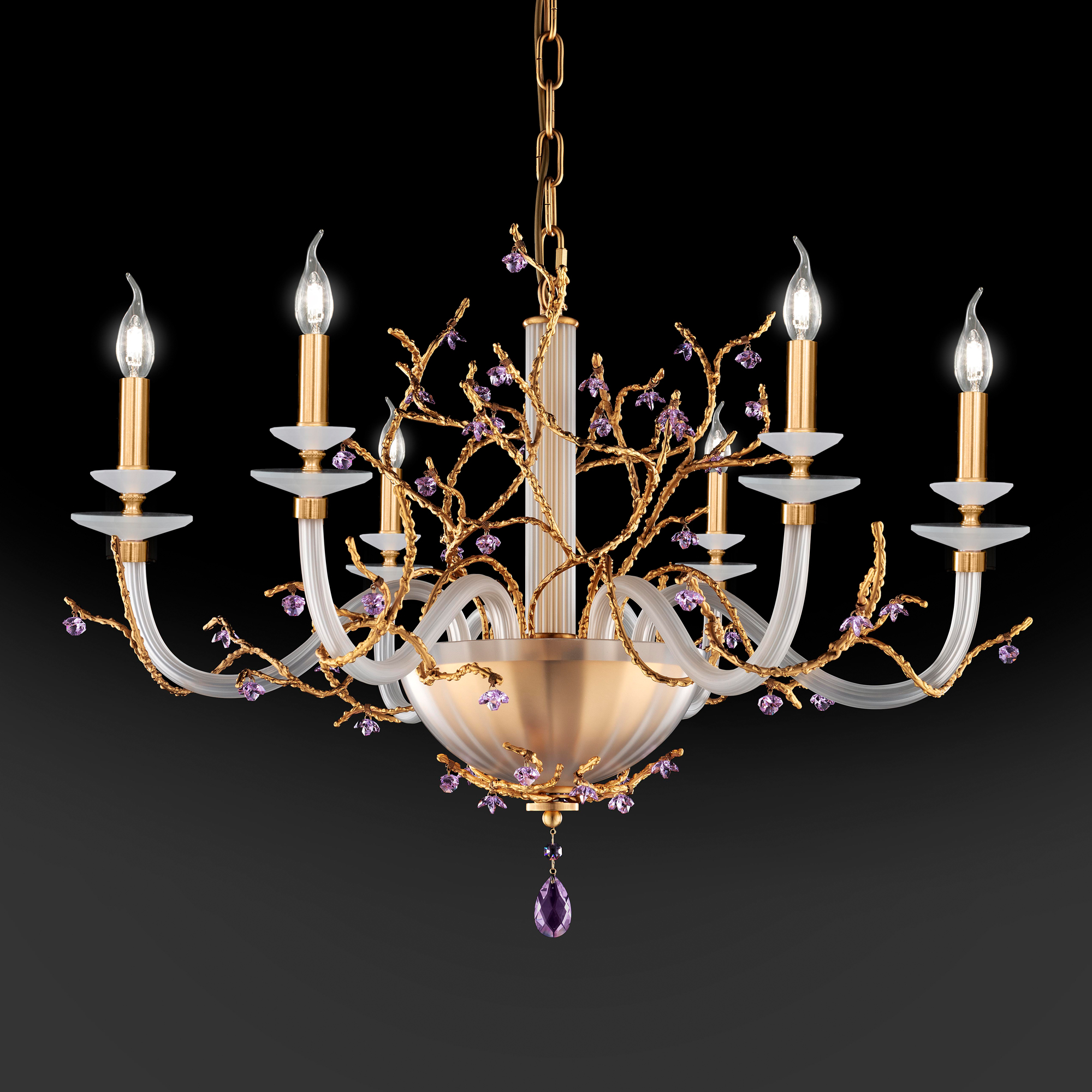 Candle Style Chandelier With Swarovski Crystal Flowers