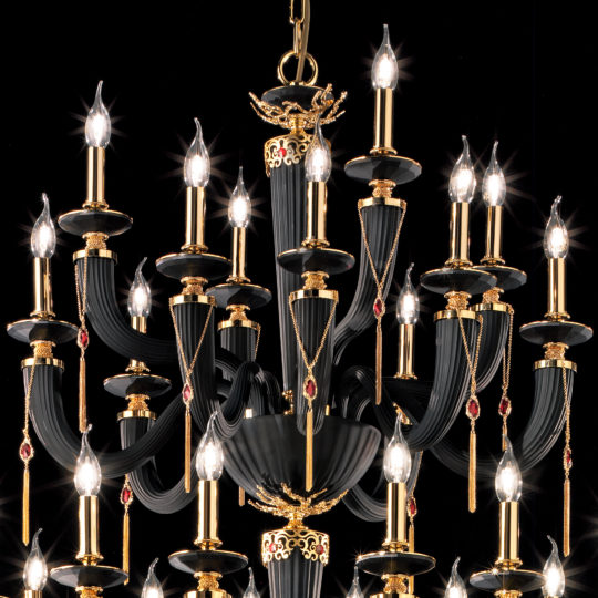 Large Classic Black Chandelier With Swarovski® Crystals