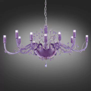 Modern Purple Glass Chandelier With Swarovski Crystal Flowers A modern purple glass chandelier, known as the