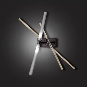 Contemporary Murano Glass Tube Wall Light The Contemporary Murano Glass Tube Wall Light is a modern wall sconce that features three intersecting tubular light fixtures in a sleek, minimalist design. These fixtures are mounted on a rectangular black base and emit a soft, ambient glow against a dark background, creating an elegant and sophisticated look.