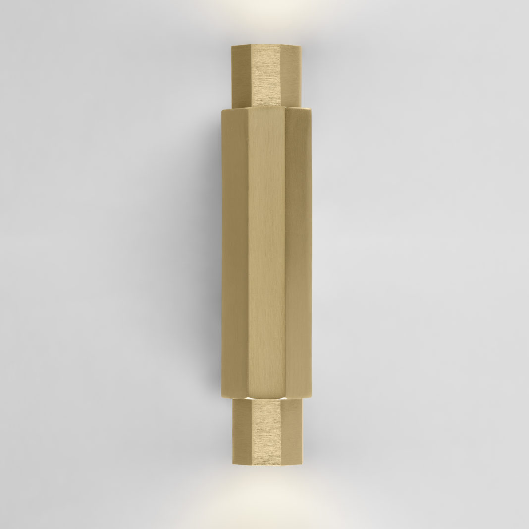 Geometric Satin Gold Tube Style Wall Light