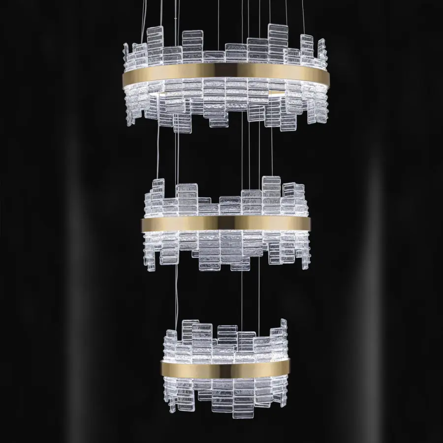 Large Modern Tiered Venetian Glass Chandelier - Juliettes Interiors
