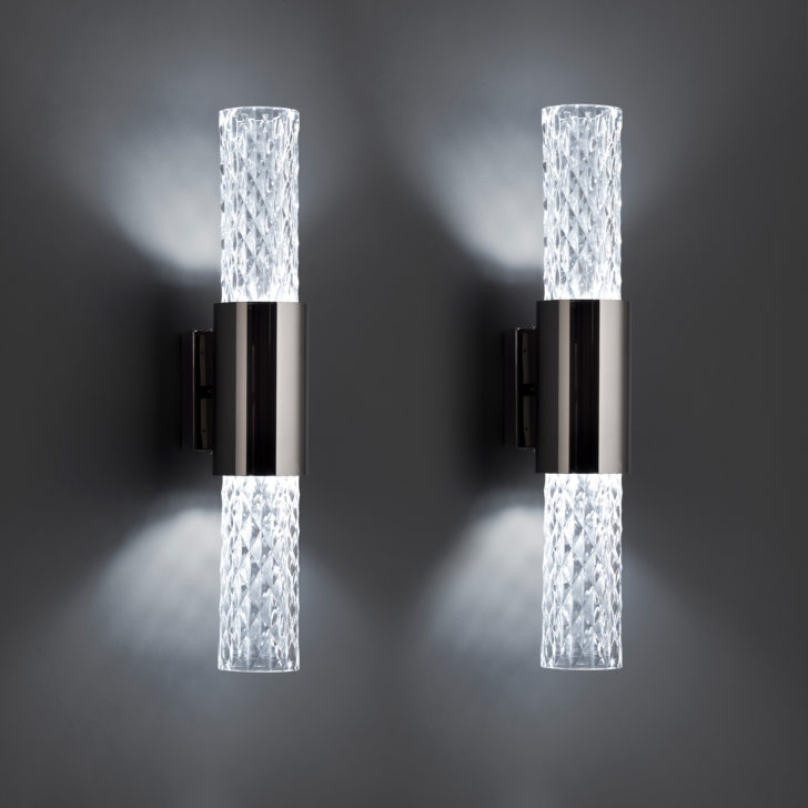 Modern Vertical Faceted Crystal Wall Light