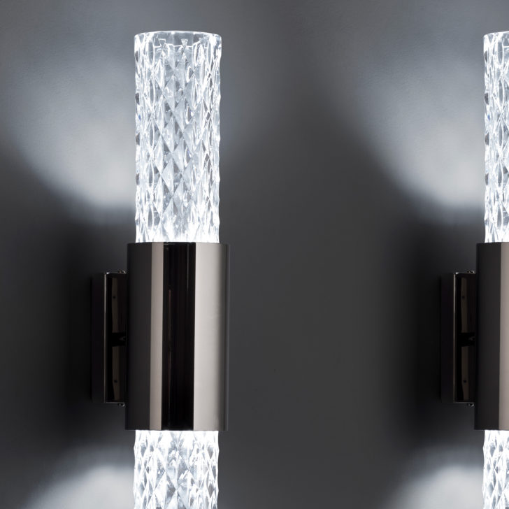 Modern Vertical Faceted Crystal Wall Light